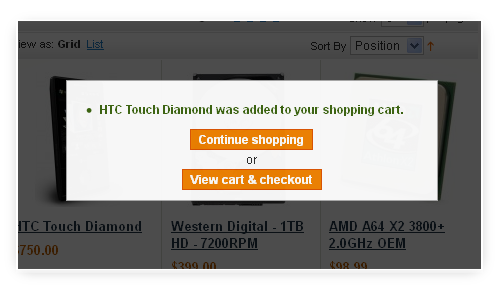 Ajax shopping cart