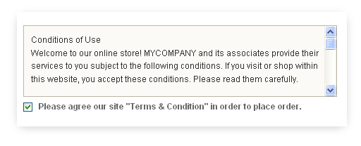 Magento terms and condition support