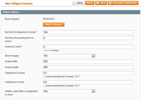Display subcategories on category page