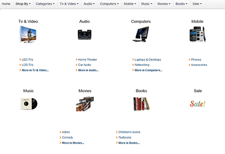 Creating subcategories listing with images
